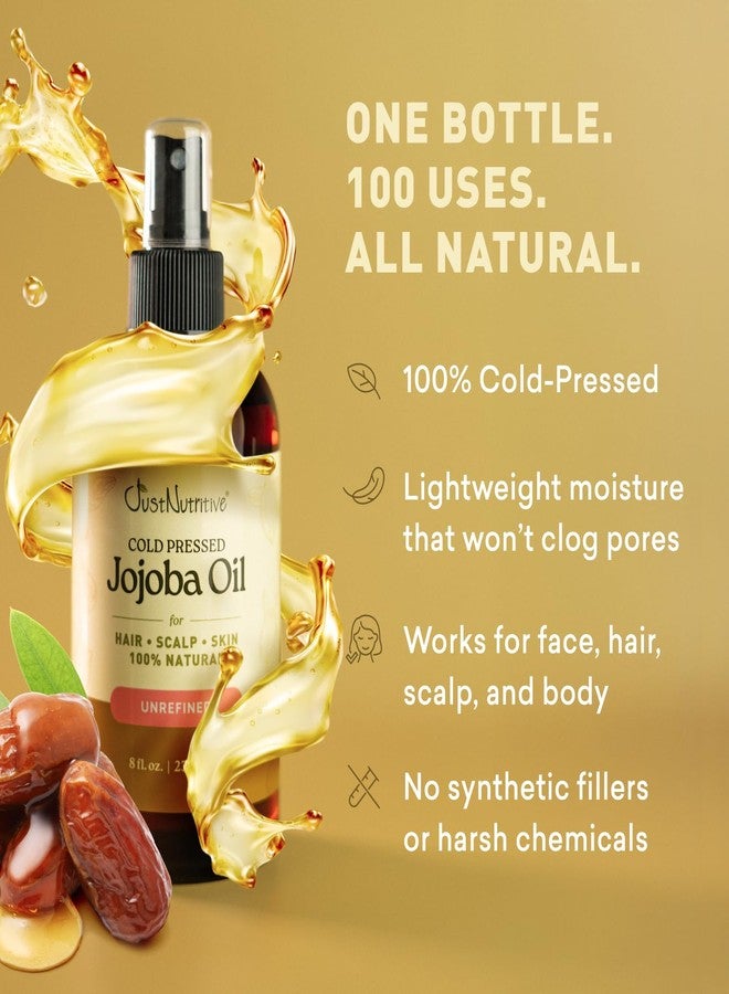 Just Nutritive Cold-Pressed Jojoba Oil – 100% Pure for Face, Hair, Beard & Scalp – Lightweight, Fast-Absorbing Moisturizer for Dry Skin, Acne & Wrinkles – Hexane-Free & Non-Greasy Carrier Oil - Image 3